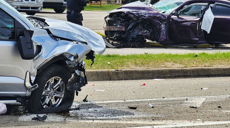 A chase this afternoon at Roosevelt Boulevard and Jackson Lane resulted in a crash and the recovery of drugs and a gun, according to Middletown Police Chief David Birk. NICK GRAHAM/STAFF