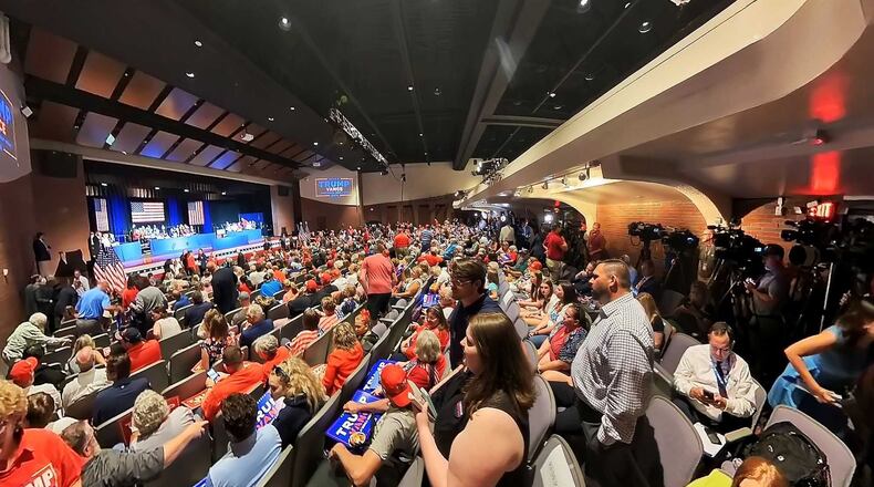 Scenes from the rally for vice-presidential candidate JD Vance at Middletown High School, Monday, July 22, 2024. NICK GRAHAM/STAFF