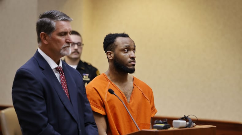 Robbi Robinson who is charged with aggravated arson, felonious assault and attempted aggravated murder for allegedly setting a woman on fire was arraigned Friday in Butler County Common Pleas Court. Attorney David Brewer entered a not guilty plea on his behalf. NICK GRAHAM/STAFF