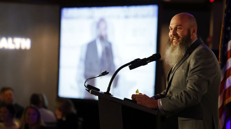 Brad Baker was honored as the 2021 Citizen of the Year during the Greater Hamilton Chamber of Commerce 112th annual meeting and dinner Friday Jan. 28, 2022 at Courtyard by Marriott Hamilton. NICK GRAHAM/STAFF