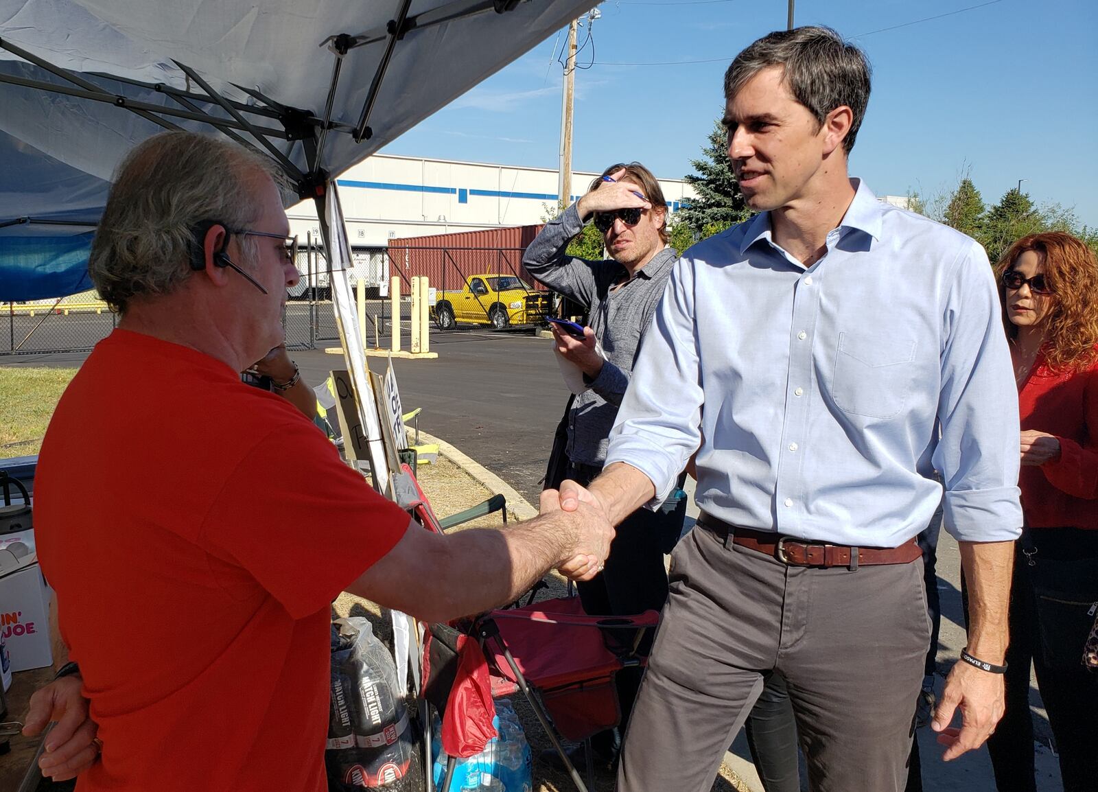 Democratic presidential candidate Beto O'Rourke visited with striking GM workers in West Chester on Tuesday, Sept. 24, 2019. NICK GRAHAM / STAFF