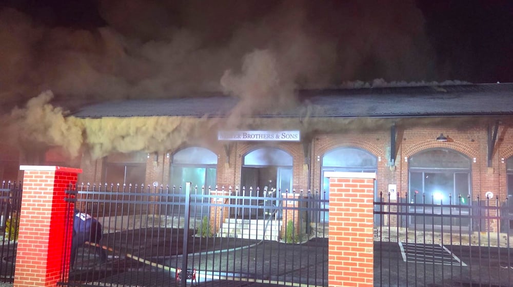 Hamilton Fire Department responded to Meyer Brothers & Son in Hamilton after receiving a first alarm at 10:26 p.m. Wednesday, March 25, 2026. The blaze destroyed the home remodeling business, but no one was hurt. CONTRIBUTED/CITY OF HAMILTON