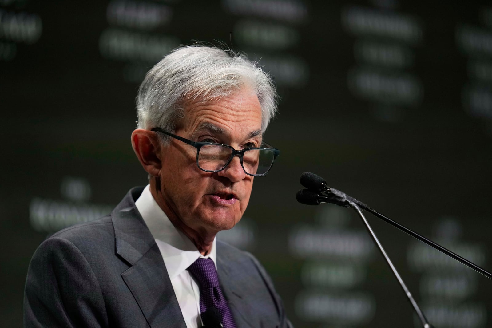 Chair of the Board of Governors of the Federal Reserve System Jerome Powell speaks during an event hosted by the Economic Club of Chicago, Wednesday, April 16, 2025, in Chicago. (AP Photo/Erin Hooley)