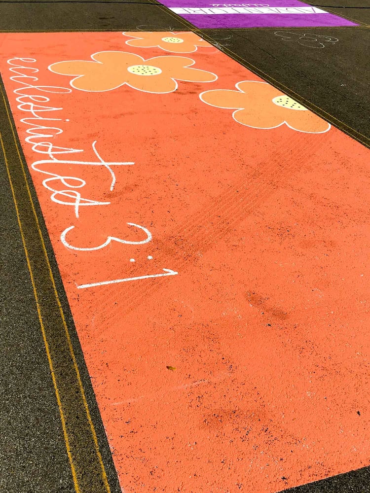 PHOTOS Lakota East seniors paint parking spots