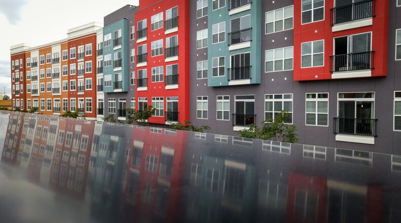Liberty Center Premier Town Center in Liberty Township offers a wide range of dining, shopping and entertainment options. This is a section of apartments overlooking the retail spaces. NICK GRAHAM/STAFF