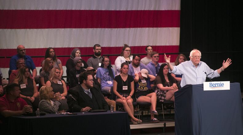 PORTSMOUTH, OH - AUGUST 22: Sen. Bernie Sanders (I-VT) holds a rally on jobs, health care, and the economy at Shawnee State University on August 22, 2017 in Portsmouth, Ohio. In the 2016 election, Sanders received more votes from people under 30 than Clinton and Trump combined. (Photo by Maddie McGarvey/Getty Images)