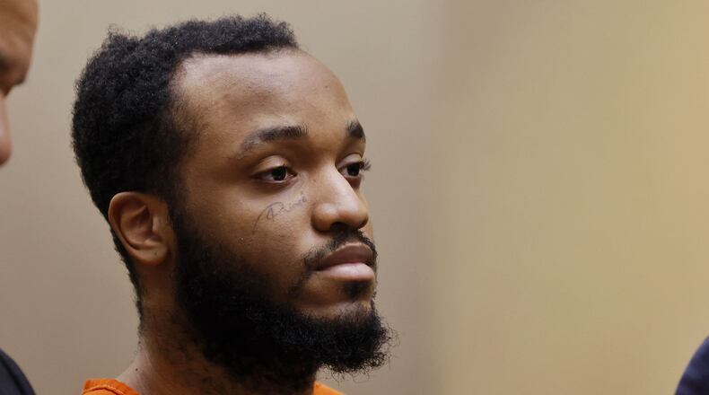 Robbi Robinson who is charged with aggravated murder with a death specification, aggravated arson, and  felonious assault for allegedly setting a woman on fire in Fairfield Twp. was arraigned Thursday in Butler County Common Pleas Court NICK GRAHAM/STAFF