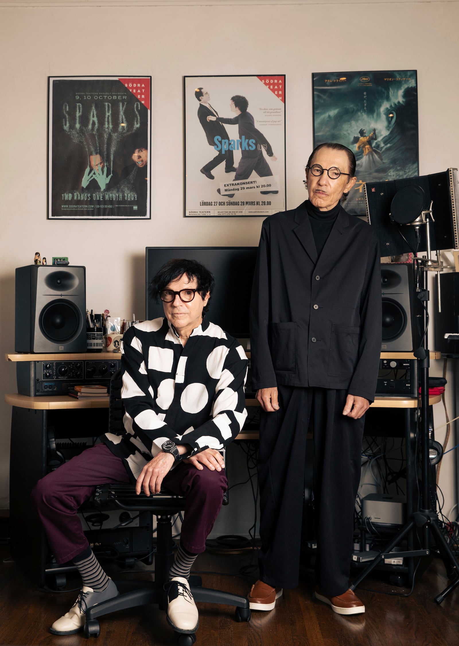 Russell Mael, left, and Ron Mael of Sparks pose for a portrait on Tuesday, April 8, 2025, in Los Angeles. (Photo by Rebecca Cabage/Invision/AP)