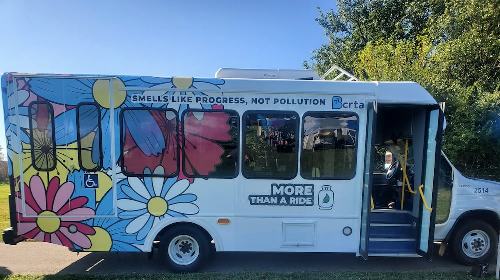 The Butler County Regional Transit Authority received five new propane-powered buses, adding a new type of vehicle to the agency's mixed fleet of gasoline and low-emission vehicles. These buses are sitting idle in Hamilton due to the delay of a federal grant that was awarded in 2023 but has not been distributed. CONTRIBUTED