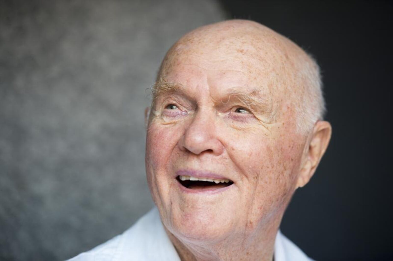 Astronaut and former Ohio Senator John Glenn talks to members of the media prior to the game between the Cleveland Indians and the New York Yankees at Progressive Field. (Photo by Jason Miller/Getty Images)