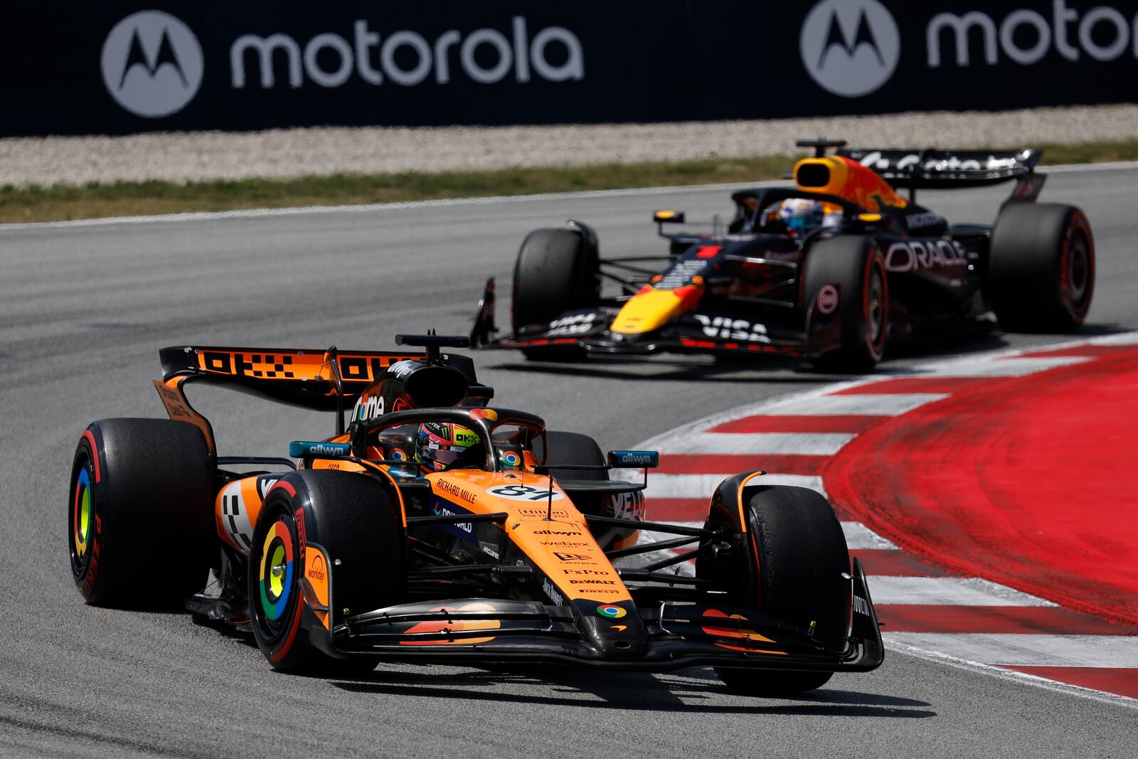 McLaren driver Oscar Piastri of Australia steers his car during the Spanish Grand Prix Formula One race at the Barcelona Catalunya racetrack in Montmelo, near Barcelona, Spain, Sunday, June 1, 2025. (AP Photo/Joan Monfort)