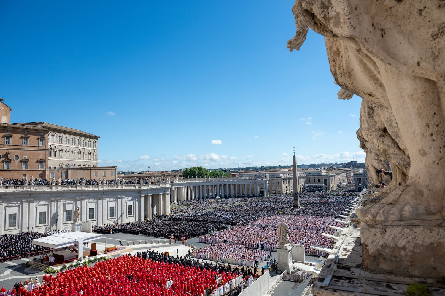 The crowd inside St. PeterÕs Square at the Vatican for the funeral of Pope Francis on Saturday, April 26, 2025. (James Hill/The New York Times). 