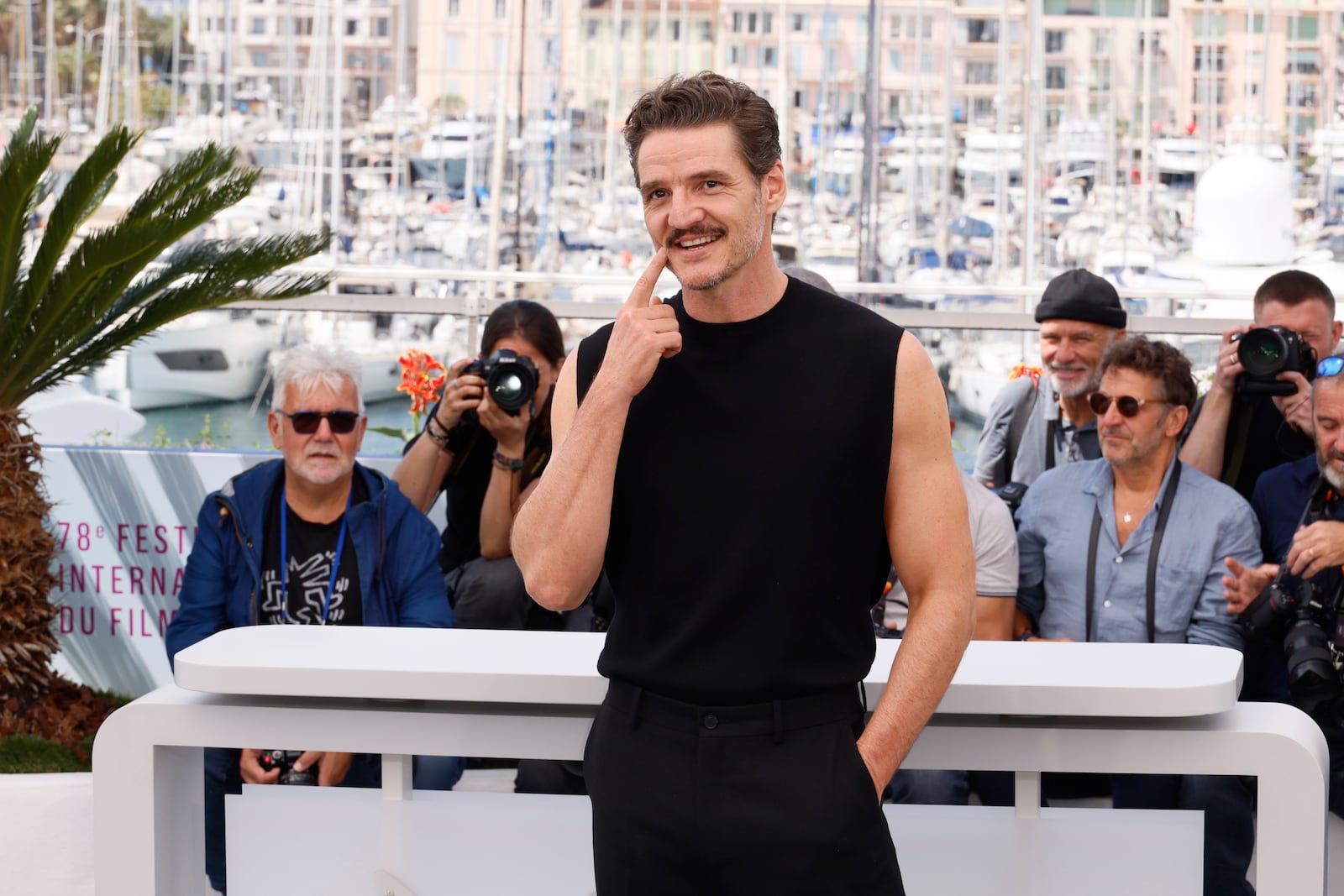 Pedro Pascal poses for photographers at the photo call for the film 'Eddington' at the 78th international film festival, Cannes, southern France, Saturday, May 17, 2025. (Photo by Joel C Ryan/Invision/AP)