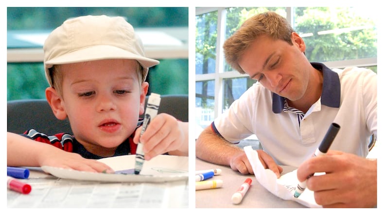 Nicolas Tragesser in photos at the Fitton Center for Creative Arts in 2004 and 2024. Credit: E.L. HUBBARD/JOURNALNEWS and THE FITTON CENTER FOR CREATIVE ARTS