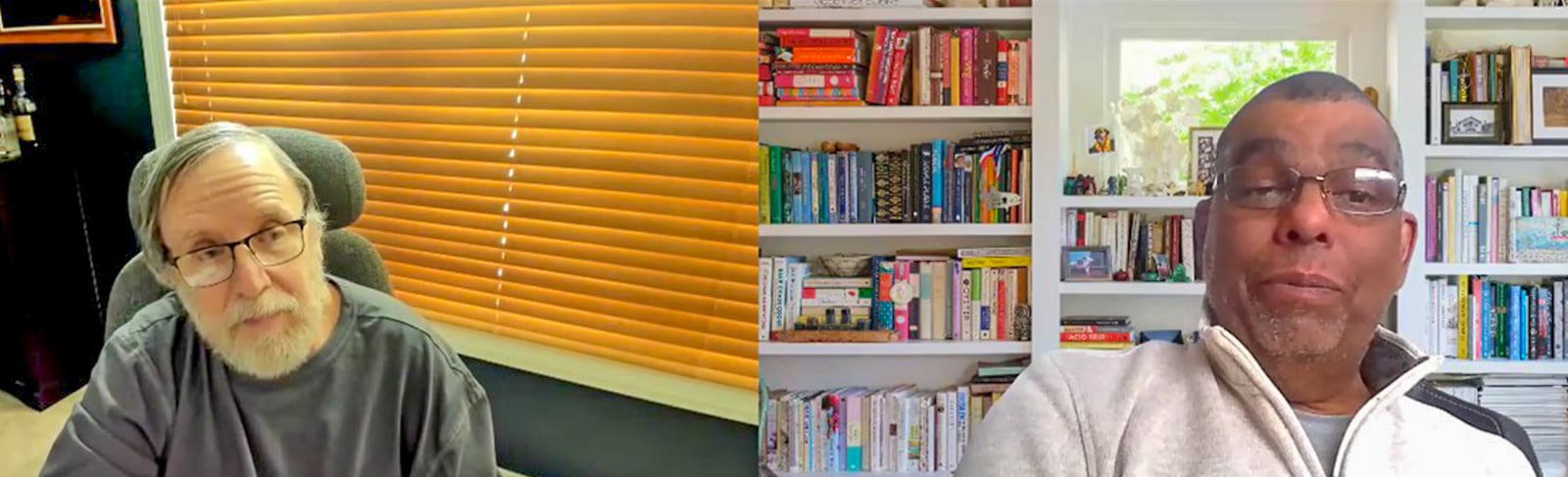 Jay Selman, left, is a two-time James Beard Award winner for Grape Radio, the internet
show on wine-related topics he produced for 16 years. The one-time California resident
now lives in the Dayton area. He is seen here chatting online with "Food, Wine & Dine" columnist Ray Marcano. CONTRIBUTED