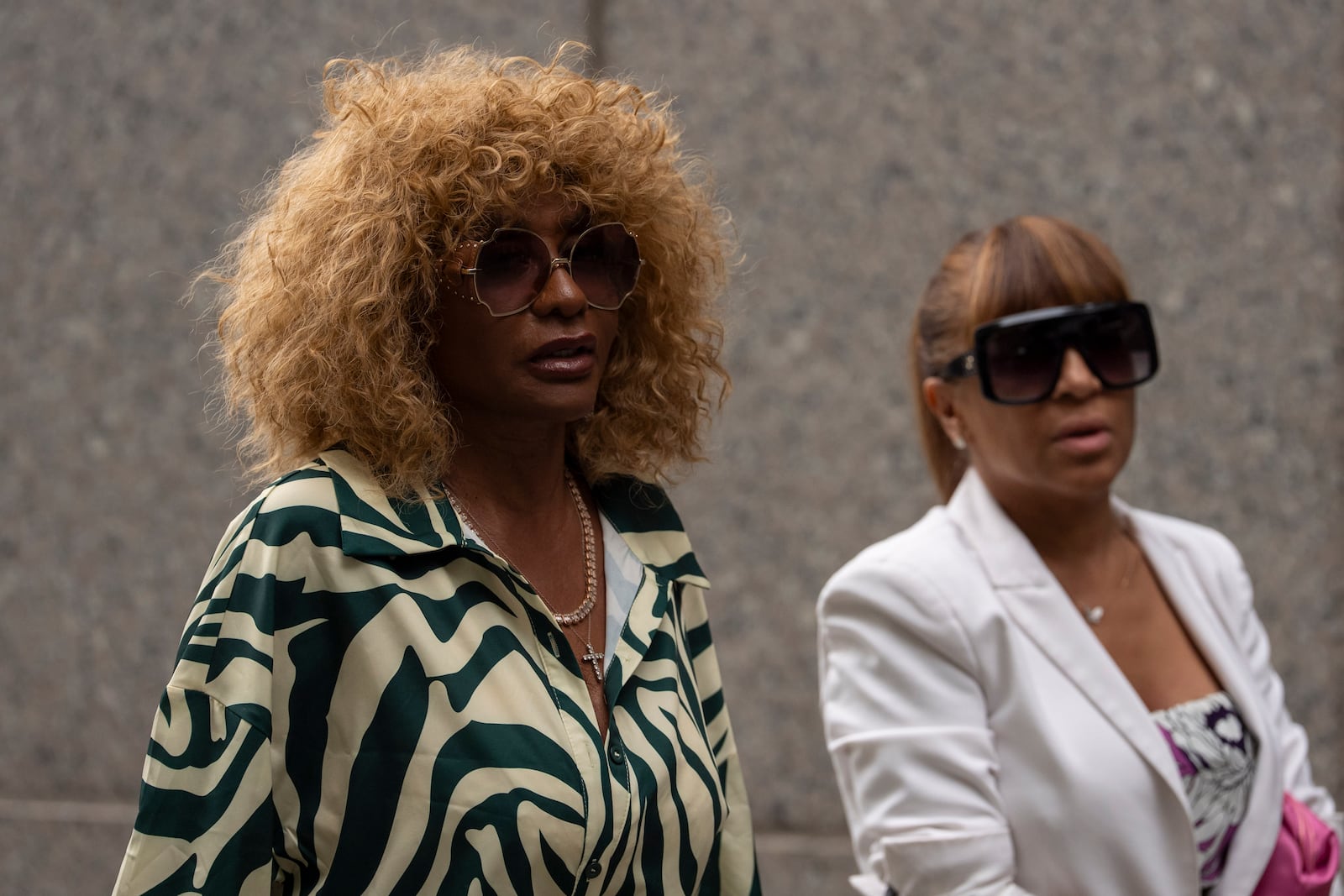 Janice Combs, left, mother of Sean “Diddy” Combs, arrives at court on Tuesday, July 1, 2025, in New York. (AP Photo/Yuki Iwamura)