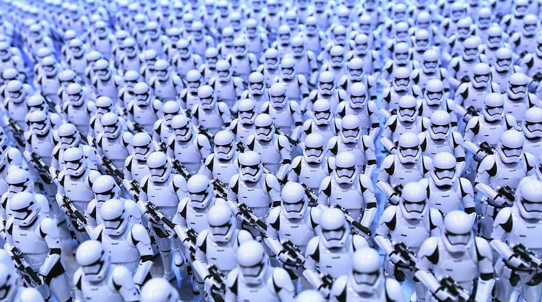 Stormtrooper are lined up at the Star Wars Celebration day 02 on April 14, 2017 in Orlando, Fla. (Photo by Gustavo Caballero/Getty Images)