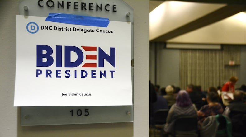 More than 100 people participated in the 8th Congressional District delegate caucuses for four of the Democratic Party’s presidential candidates on Tuesday, Jan. 7, 2019 in the Wilks Center at Miami University Regionals Campus in Hamilton. Four pledged delegates, two men and two women, were elected to represent each candidate, but which delegates will travel to the Democratic National Convention in July in Milwaukee, Wisc. won’t be known until after the March 17 primary. Ohio will have 89 congressional district-level delegates, 47 other types of pledged delegates and 17 superdelegates. MICHAEL D. PITMAN/STAFF