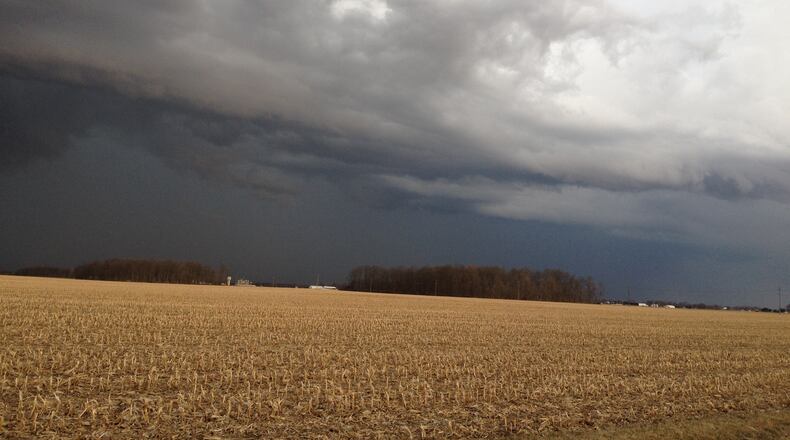Dark clouds make their way through Northwestern Miami County.