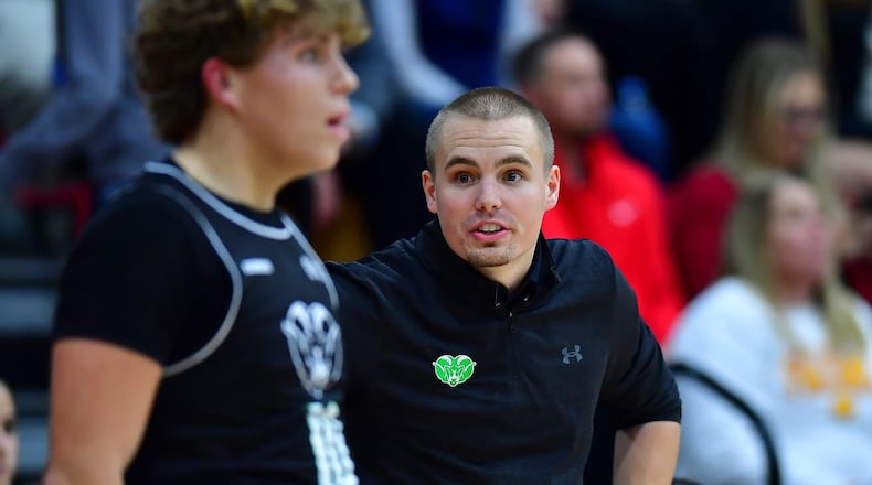 Badin boys basketball CJ Fleming talks to a player during a recent game. Fleming recently resigned his position to take over the Mason High School boys program. Kyle Hendrix/CONTRIBUTED PHOTO