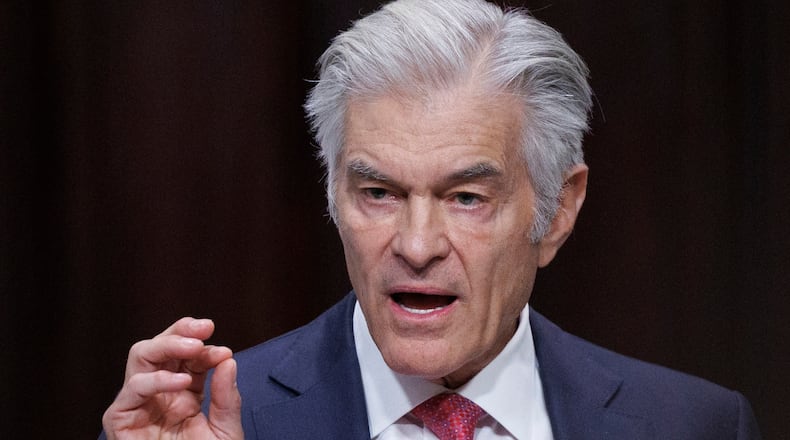 Administrator for the Centers for Medicare & Medicaid Services Dr. Mehmet Oz speaks during a news conference in the Old Eisenhower Executive Office Building on the White House campus Wednesday, Feb. 25, 2026, in Washington. (AP Photo/Tom Brenner)