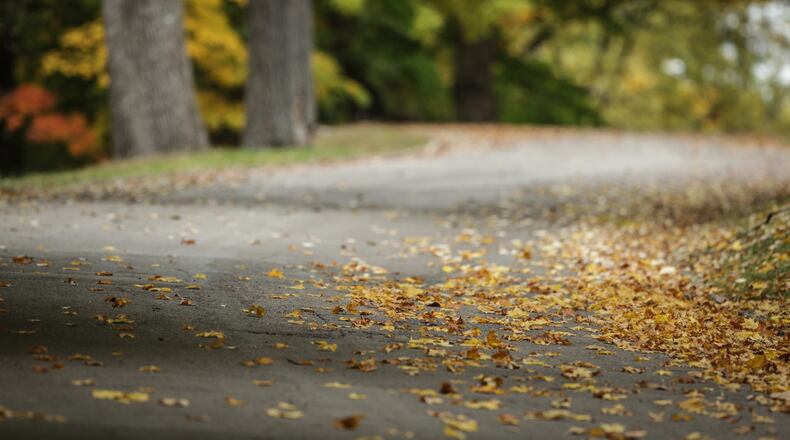 Leaves in all colors are beginning to fall as Mother Nature paints the views across the region. A warm week ahead may bring the first frost of the season this weekend. JIM NOELKER/STAFF
