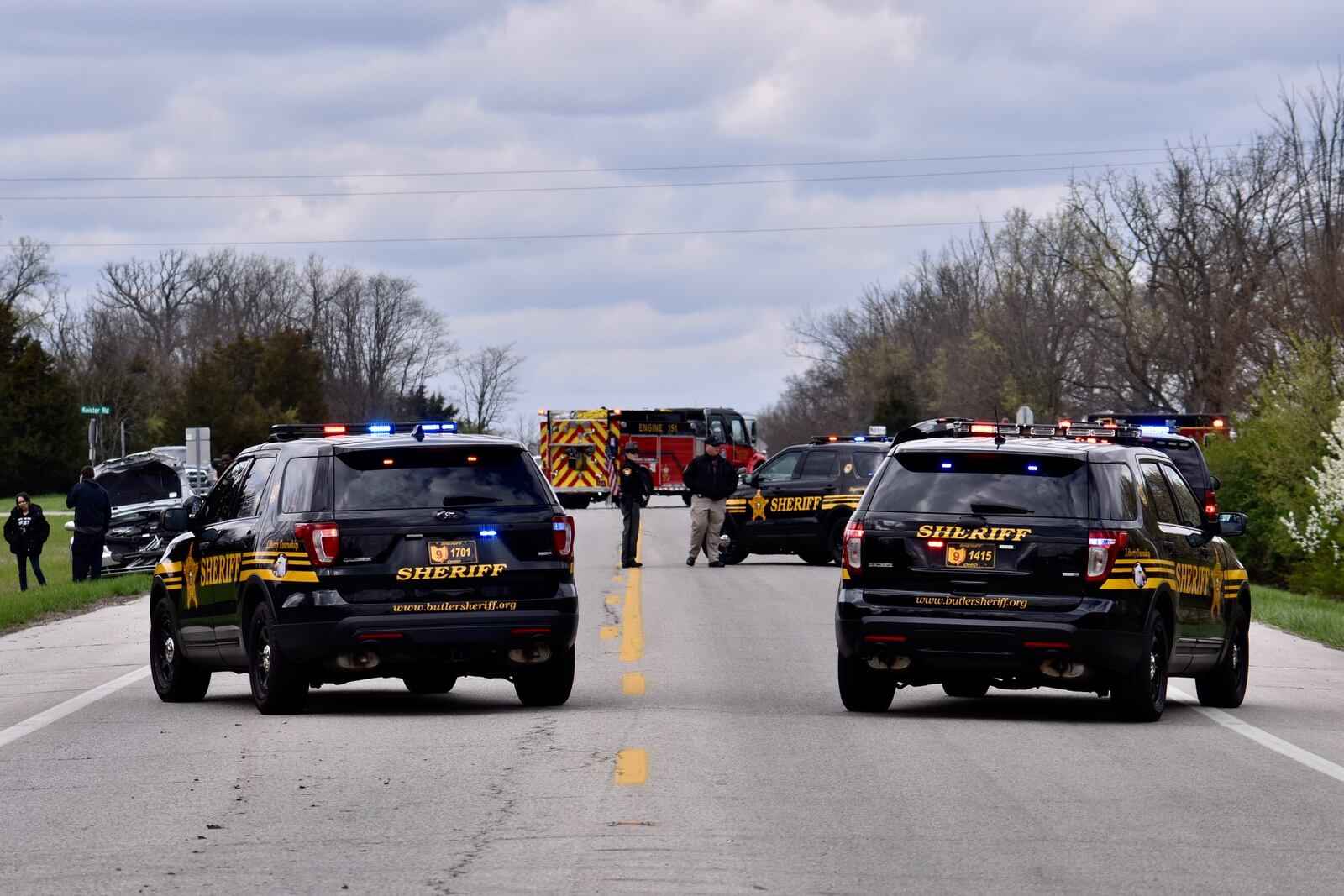 Several local agencies responded to a crash today at the corner of Germantown and Keister roads in Madison Twp. NICK GRAHAM/STAFF