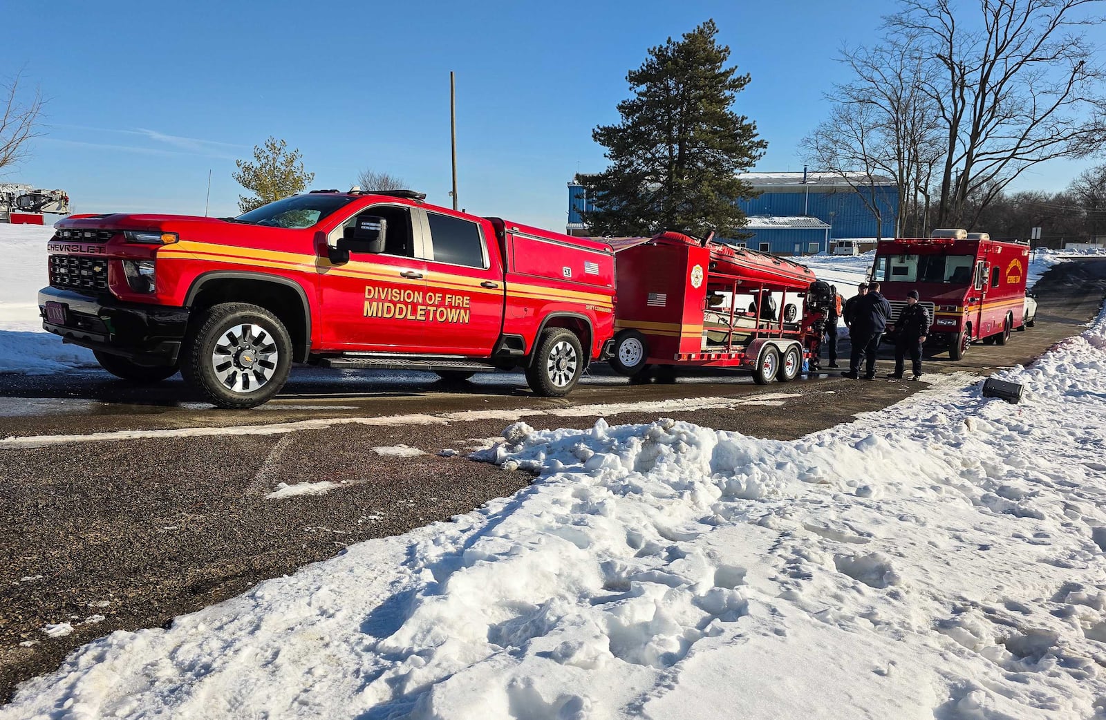 Middletown Division of Fire completes ice rescue training at Smith Park on Tuesday, Feb. 10, 2026. NICK GRAHAM/STAFF