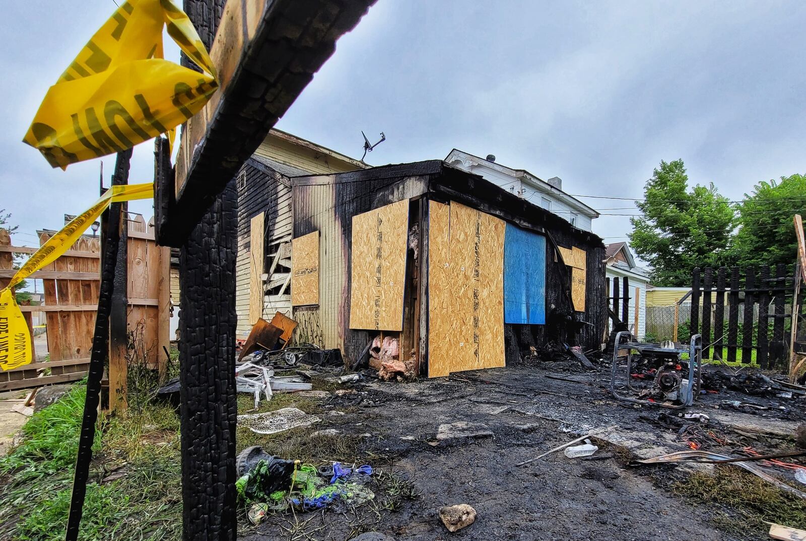 A Ludlow Street house was heavily damaged by fire late Wednesday night in Hamilton. NICK GRAHAM/STAFF