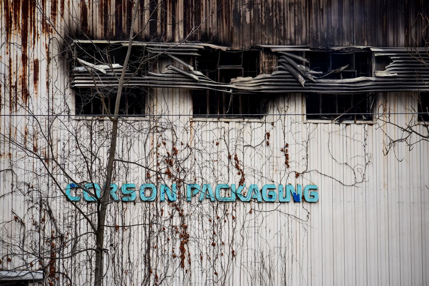 Aftermath of vacant warehouse fire in Middletown