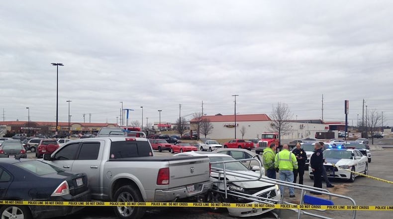 Fairfield Twp. police are looking for the suspect who shot a teenager in his leg Saturday after they met up for an alleged drug deal in the Walmart parking lot. The 17-year-old male was shot around 3 p.m. Saturday while he was in the driver s side of a car in the lot, 3201 Princeton Road. The suspect fled in a car that was stolen out of Cincinnati. DAN ACTON/CONTRIBUTED