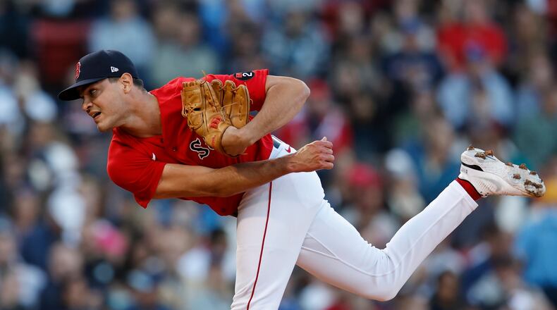 FILE - Boston Red Sox's Franklin German throws during the sixth inning of a baseball game against the Kansas City Royals on Sept. 17, 2022, in Boston. The Chicago White Sox have acquired reliever Franklin German in a trade with the Red Sox, Friday, Feb. 3, 2023. (AP Photo/Michael Dwyer, File)