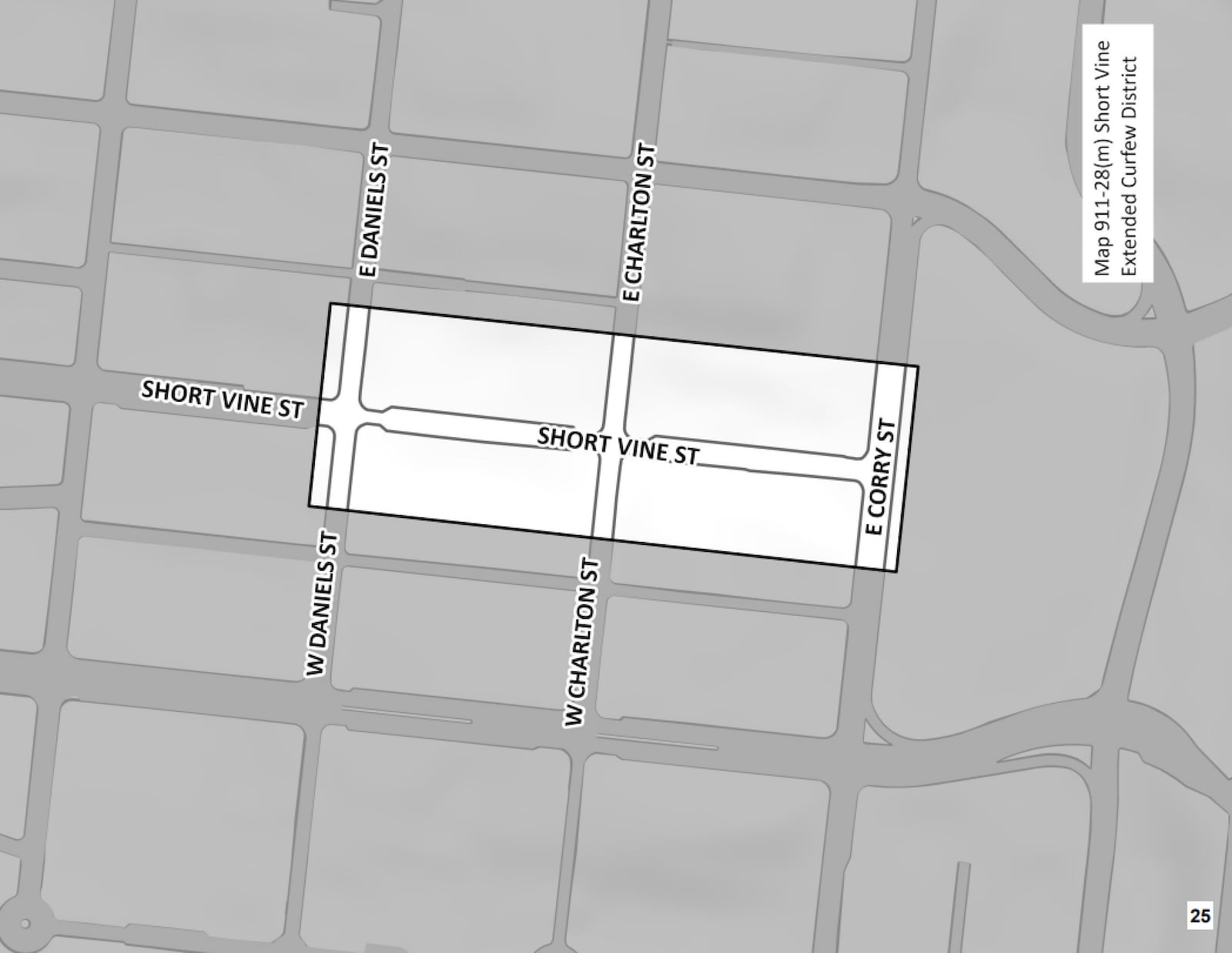 The portion of Short Vine Street that has a 9 p.m. curfew for minors. CITY OF CINCINNATI/CONTRIBUTED