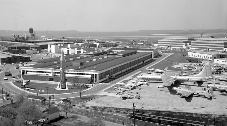 In 1956 the Air Force Technical Museum was redesignated the Air Force Central Museum, and in November 1957 the museum was redesignated again, this time as the Air Force Museum. The museum was placed in an old facility, this time a World War II era structure, and many of the aircraft were put outside in a parking lot. This photogaph was taken in 1963. PHOTO COURTESY OF THE UNITED STATES AIR FORCE.
