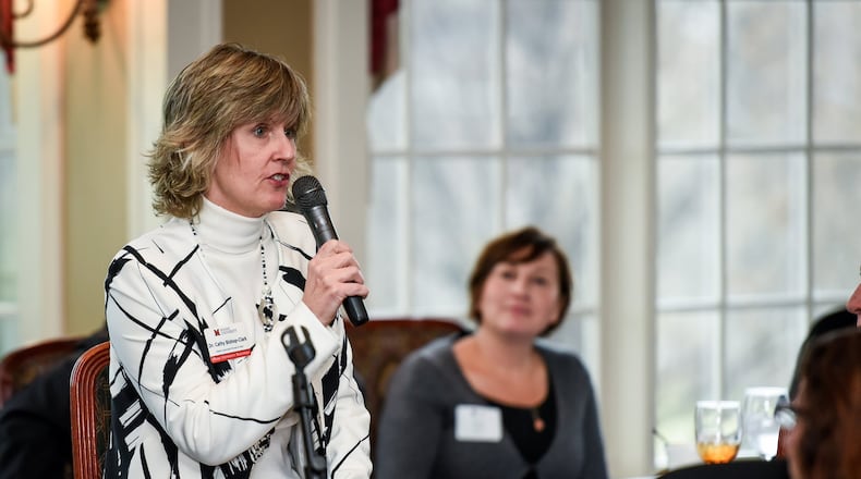 The West Chester Liberty Chamber Alliance hosted a State of the Schools event Tuesday, Jan. 10 at Wetherington Golf and Country Club in West Chester Township. Cathy Bishop-Clark, Dean of Miami University Regionals, was among the panel speakers for the event. NICK GRAHAM/STAFF