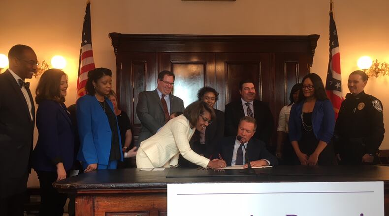 State Rep. Emilia Sykes, D-Akron, started working on extending domestic violence protections to victims of dating violence in 2015. On Thursday, Ohio Gov. John Kasich signed House Bill 1 into law that will allow dating violence victims to get civil protection orders. CONTRIBUTED PHOTO.