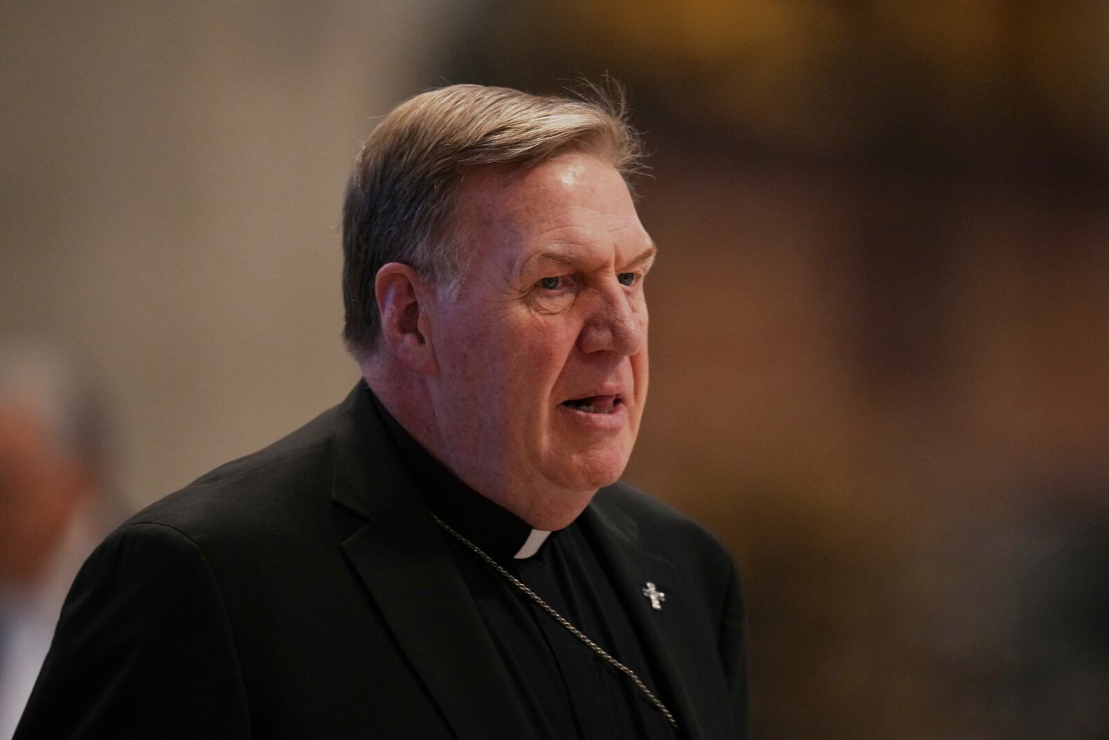FILE - Cardinal Joseph William Tobin attends a Mass on the fifth of nine days of mourning for late Pope Francis, in St. Peter's Basilica at the Vatican, April 30, 2025. (AP Photo/Alessandra Tarantino, File)
