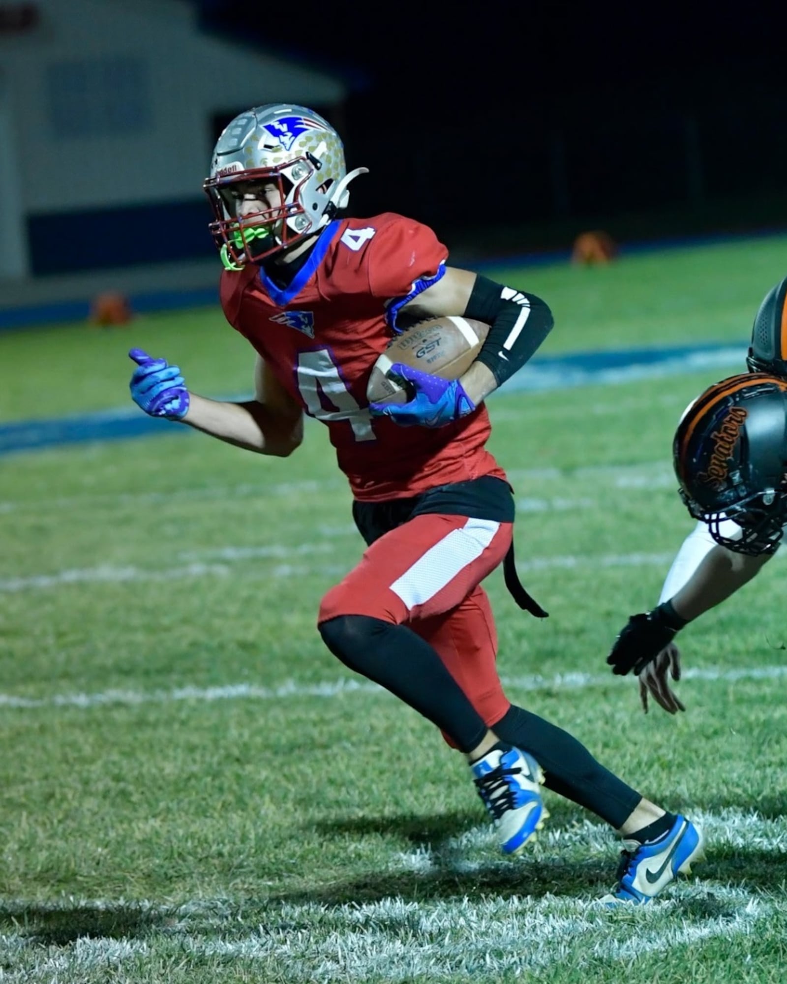 Tri-Village junior Griffin Richards runs with the ball against Portsmouth West in a Division VI playoff game on Friday, Nov. 7, 2025, in New Madison. CONTRIBUTED