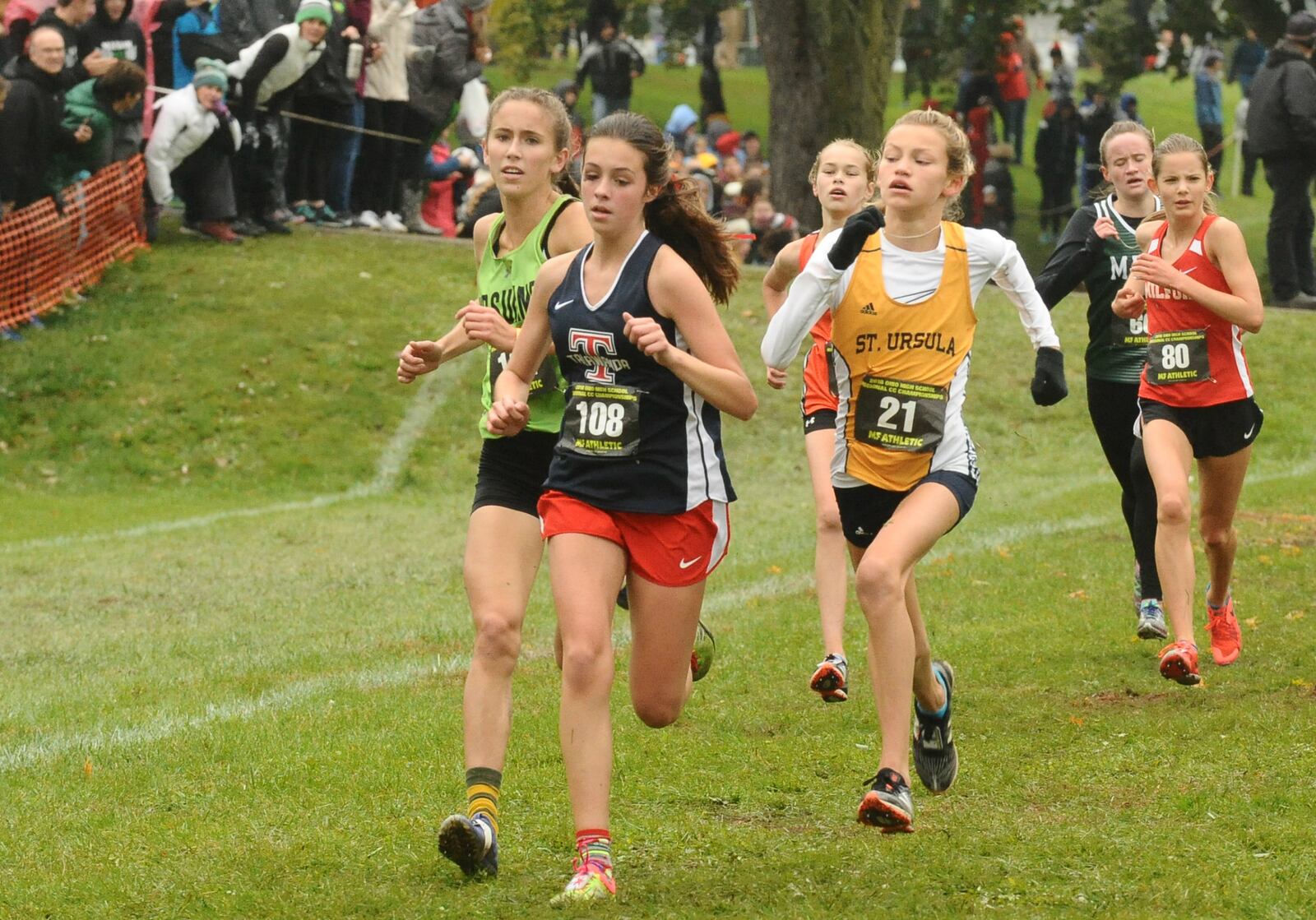 Talawanda's Maddy Iden (108) competes during the Division I regional cross country meet Saturday in Troy. CONTRIBUTED PHOTO BY GREG BILLING