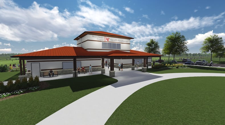 Artist’s rendition of the proposed $3.1 million UC Health West Chester Hospital Fieldhouse at Voice of America MetroPark. The MetroParks of Butler County Board of Park Commissioners approved an initial contract for pre-construction services for the project. CONTRIBUTED