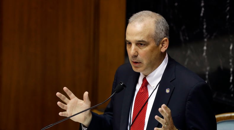 Ohio Senate President Matt Huffman says he wants Ohio K-12 students to take state tests this spring. (AP Photo/Michael Conroy, File)