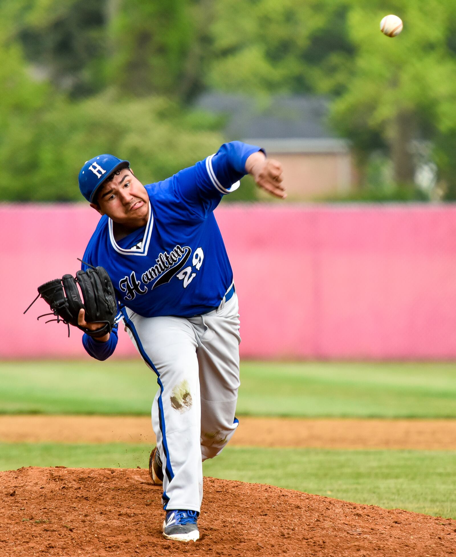 Korren Thompson throws a pitch for Hamilton during their game against Fairfield Thursday, May 5 at Fairfield Middle School in Fairfield. Fairfield won 3-2. NICK GRAHAM/STAFF