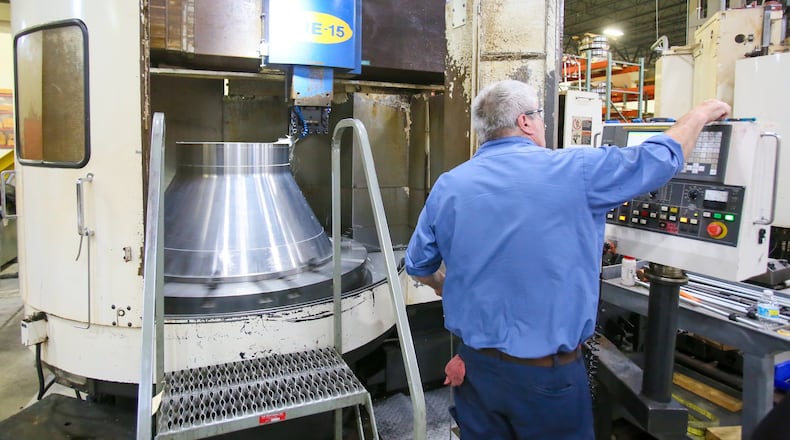 Jeff Sullivan machines parts at Western States Machine Company in Fairfield, Thursday, July 20, 2017. Western States, which recently celebrated its 100th anniversary, is an international provider of technologically advanced centrifuges. GREG LYNCH / STAFF