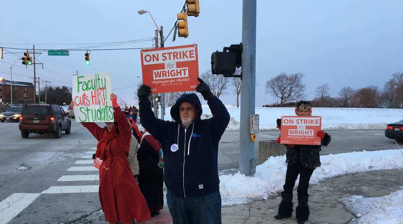 Wright State faculty union members are on strike as of 8 a.m. this morning. Union members began picketing outside campus entrances on Colonel Glenn Highway today.