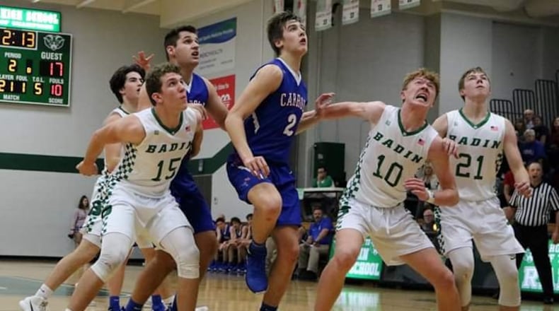 Carroll’s Jaden Dahm (2) works for a rebound. CONTRIBUTED PHOTO BY TERRI ADAMS