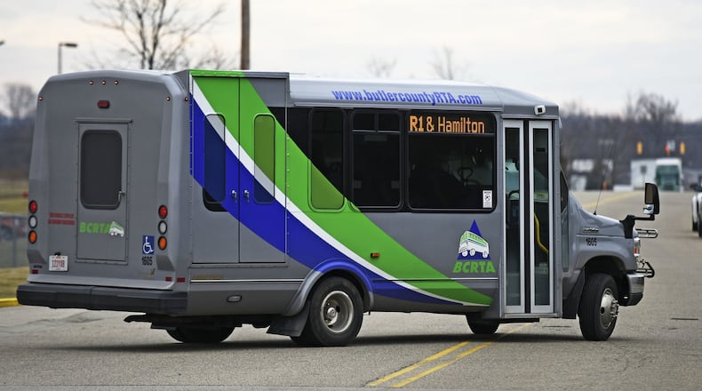 A Butler County Regional Transit Authority bus on the R1 business route.