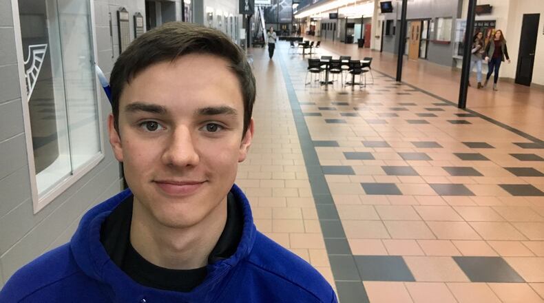 Lakota East High School junior Nicholas Eddy is one of the volunteer members of the school district’s new Hope Squads, designed to help battle teen suicides and depression. The program is now at both Lakota high schools and their freshman feeder schools.