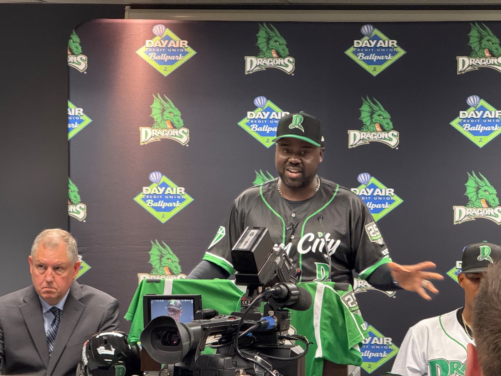 Dragons manager Vince Harrison Jr. addresses reporters on media day 2025