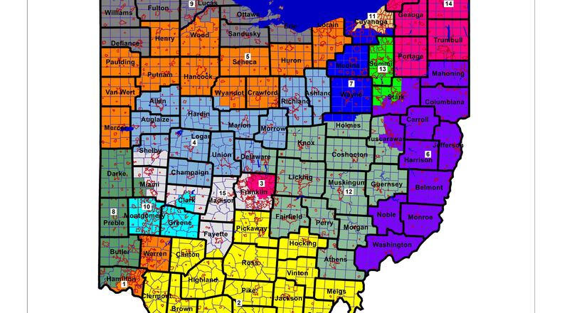 The Ohio Redistricting Commission approved new districts for U.S. House seats on March 2, 2021.