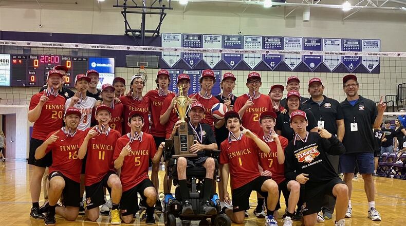 Fenwick boys volleyball team won the Division II state championship Sunday over Olentangy at Pickerington Central High School. Photo courtesy of Fenwick volleyball